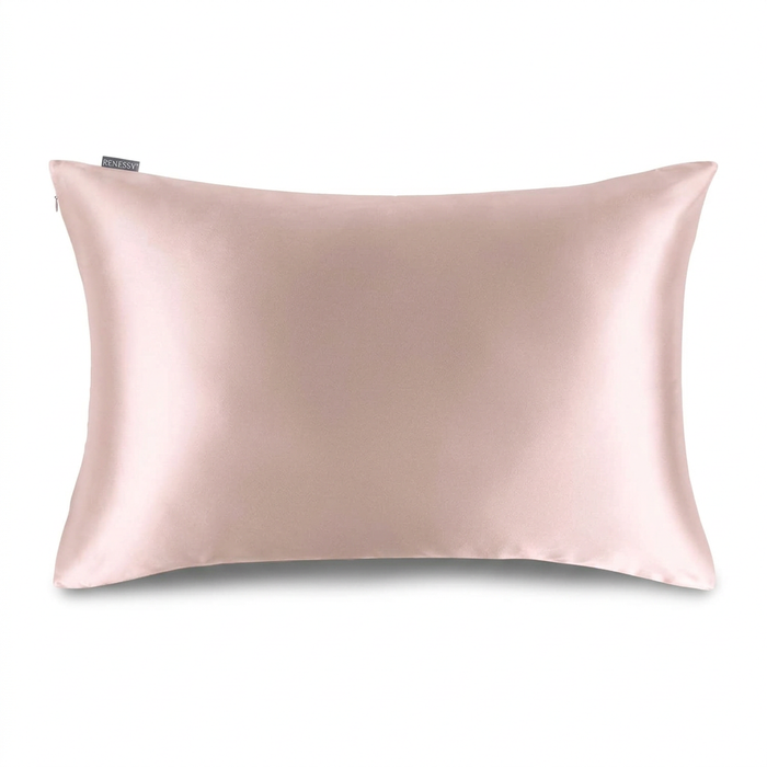 Heavenly Pink pillowcase displayed on a pillow against a white background, with a small RENESSY label at the upper edge