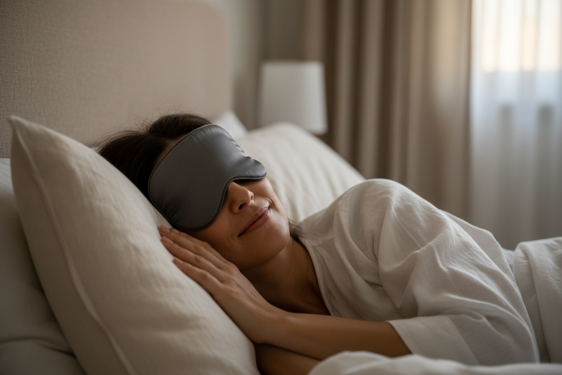 How to sleep better while traveling — silk sleep mask for total blackout on planes, hotels, and unfamiliar bedrooms