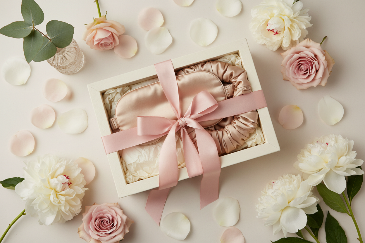 Mother's Day gifts for her — Soreia luxury silk sleep mask and bonnet set, the perfect Mother's Day gift for better sleep and glowing skin