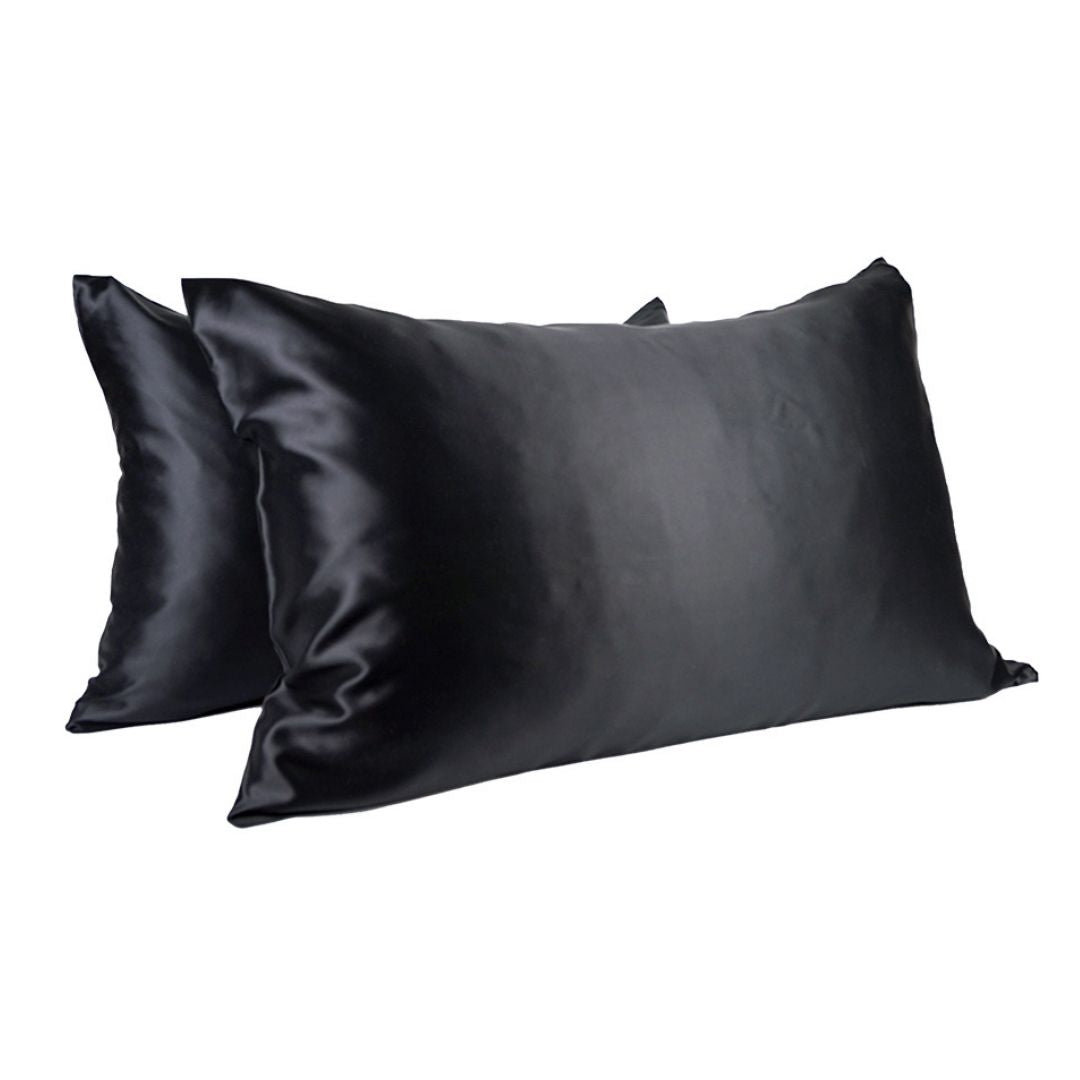 Soreia Queen Silk Pillowcase Set, 2-pack, 22 Momme Mulberry silk with smooth, shiny fabric and concealed zipper closure.