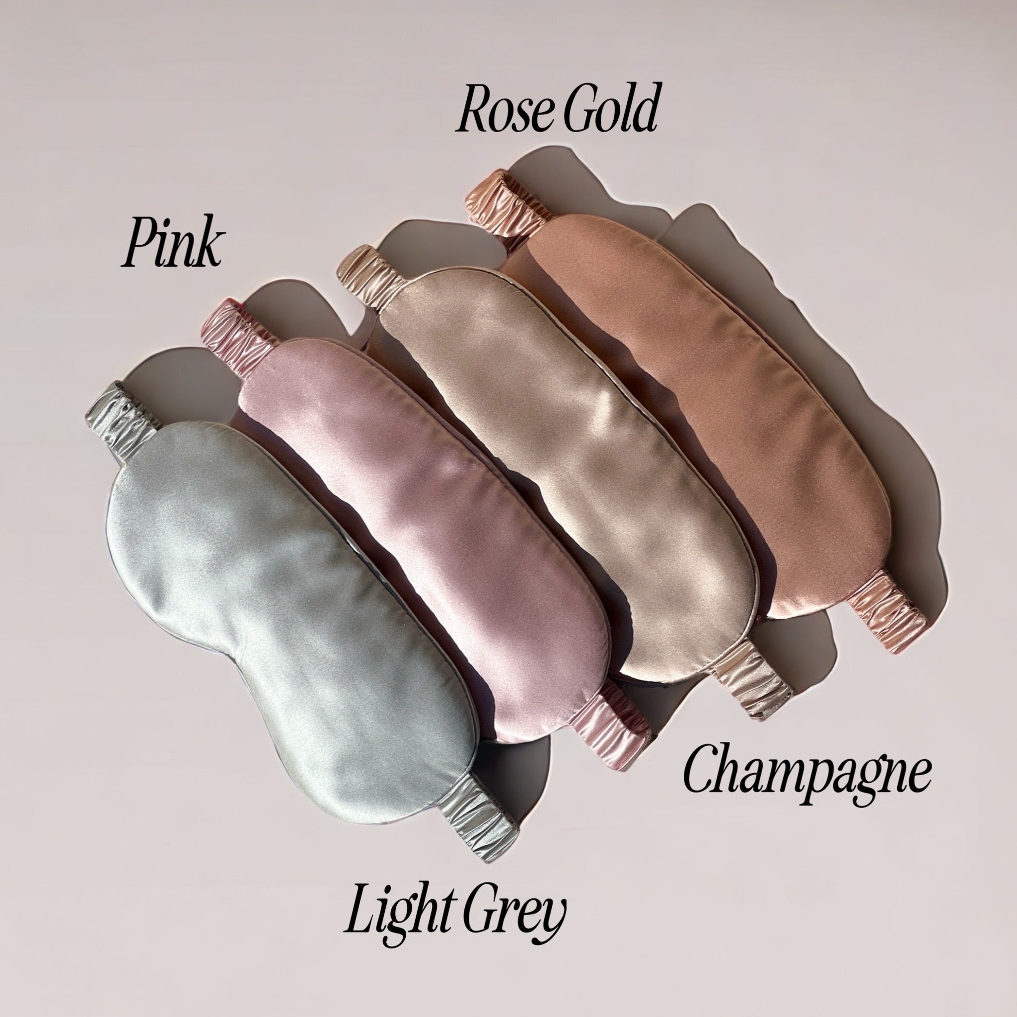 Soreia organic silk sleep mask in rose gold with blackout design, 22 Momme silk for comfortable, luxurious sleep.