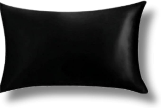 Black Mulberry silk pillowcase by Soreia, Queen size, Grade 6A, 22 Momme, showcasing smooth silk fabric and elegant design.