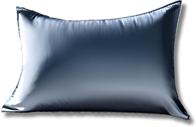 Silver 22 Momme Grade 6A Mulberry silk pillowcase by Soreia, showcasing smooth, shiny silk fabric with a sleek finish.