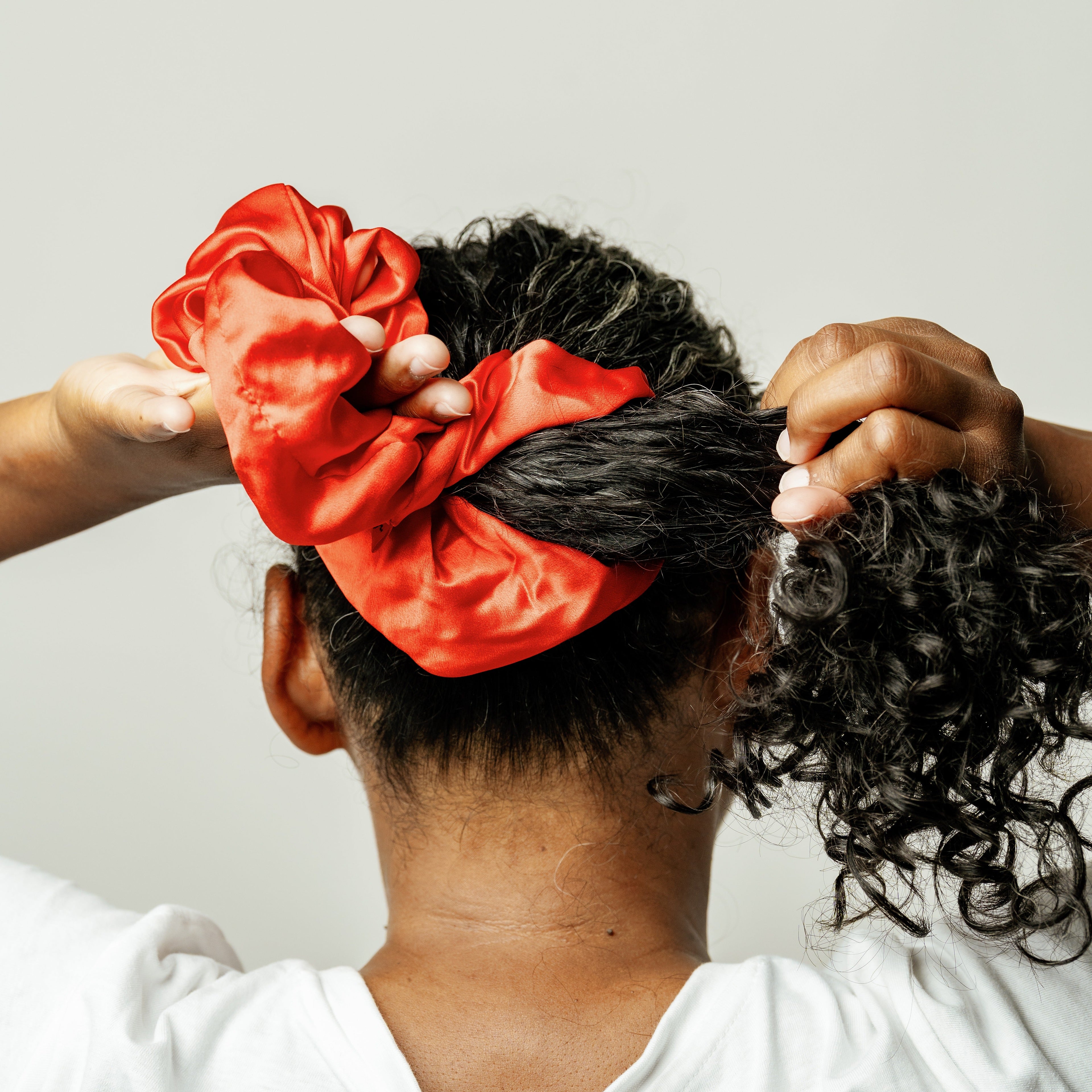 Organic Silk Oversized Scrunchie — Tomato Red | 22 Momme Mulberry Silk