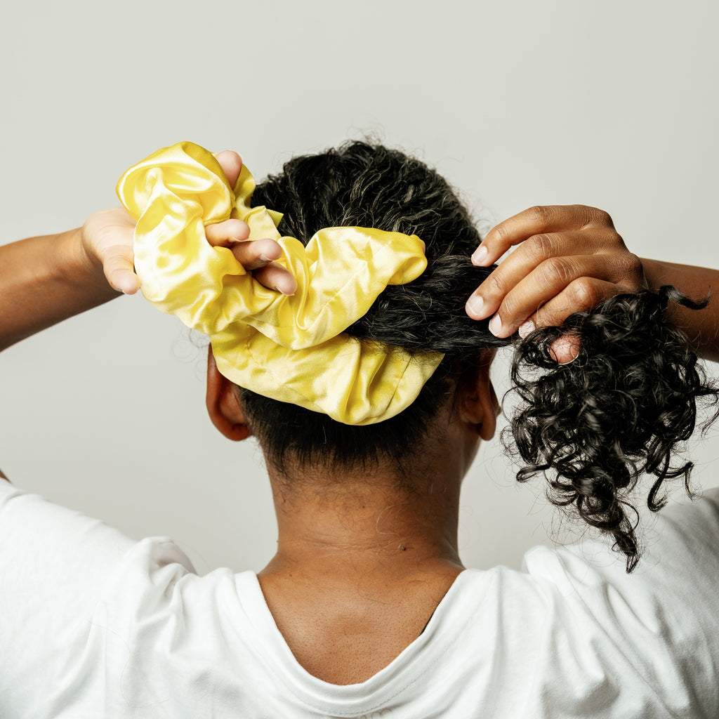 Organic Silk Oversized Scrunchie — Sunshine Yellow | 22 Momme Mulberry Silk