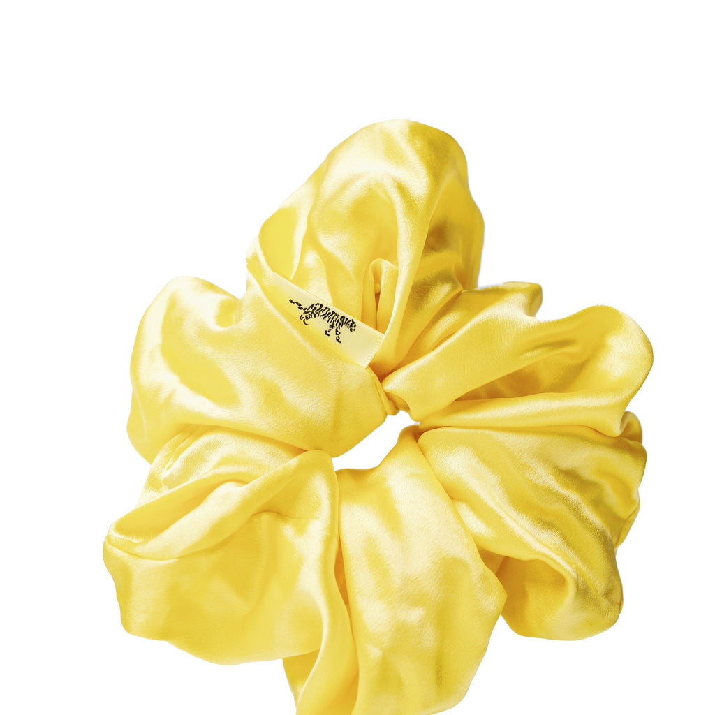 Organic Silk Oversized Scrunchie — Sunshine Yellow | 22 Momme Mulberry Silk