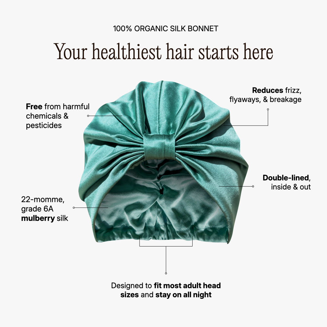 Organic Silk Sleep Bonnet — Jade Green | 22 Momme Mulberry Silk