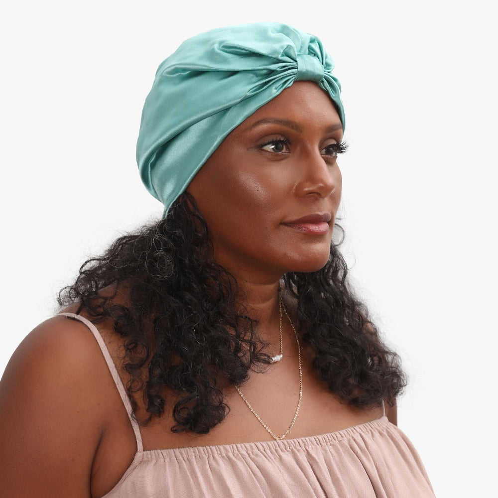 Organic Silk Sleep Bonnet — Jade Green | 22 Momme Mulberry Silk