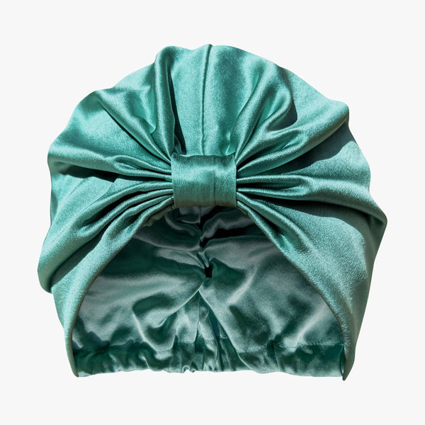 Organic Silk Sleep Bonnet — Jade Green | 22 Momme Mulberry Silk