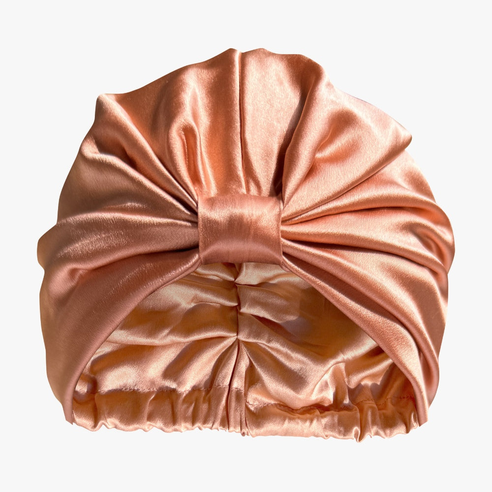 Organic Silk Sleep Bonnet — Peachy Coral | 22 Momme Mulberry Silk