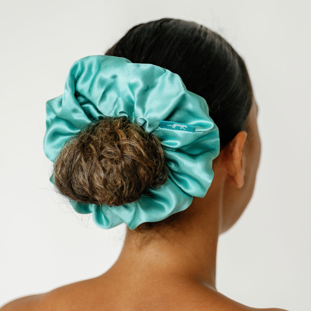 Organic Silk Oversized Scrunchie — Jade Green | 22 Momme Mulberry Silk