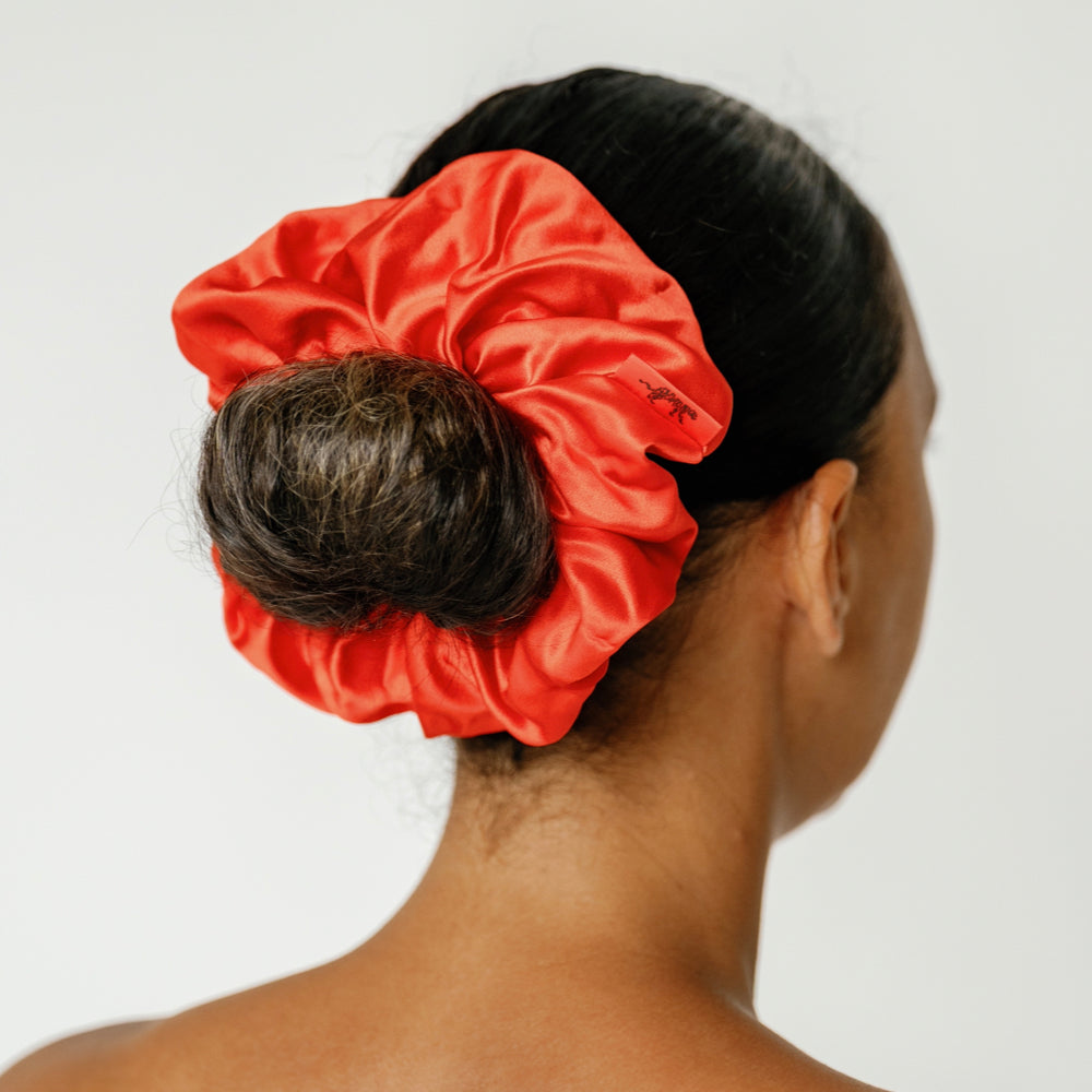 Organic Silk Oversized Scrunchie — Tomato Red | 22 Momme Mulberry Silk
