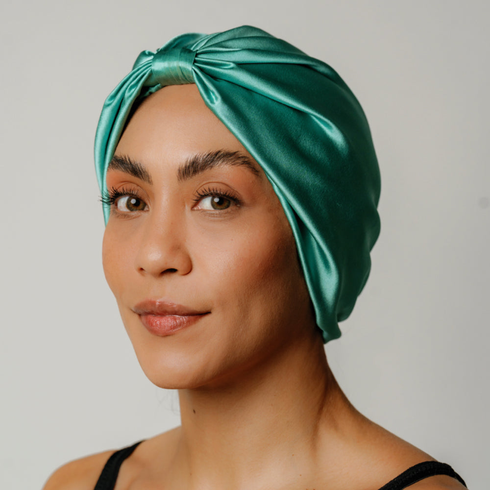 Organic Silk Sleep Bonnet — Jade Green | 22 Momme Mulberry Silk