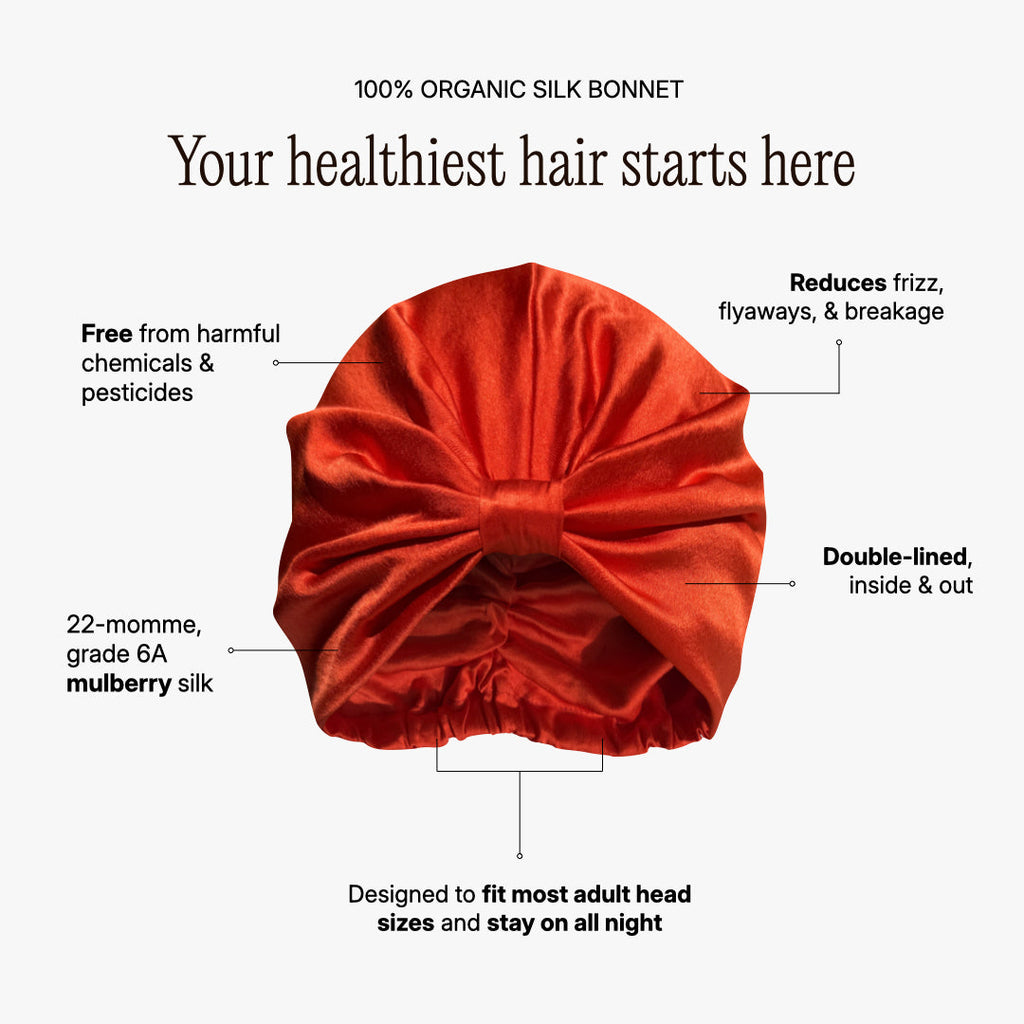 Organic Silk Sleep Bonnet — Tomato Red | 22 Momme Mulberry Silk