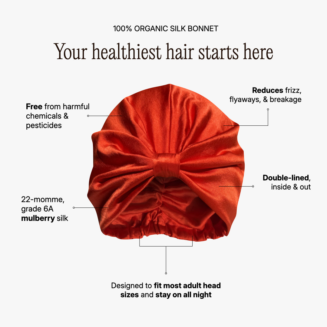 Organic Silk Sleep Bonnet — Tomato Red | 22 Momme Mulberry Silk