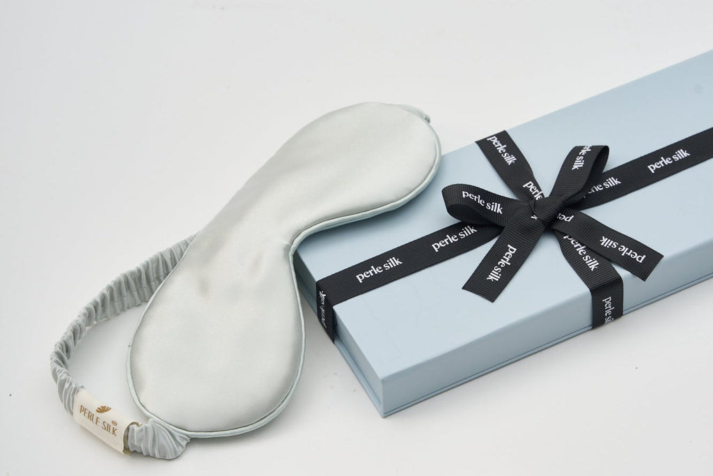 Perle Silk charmeuse silk sleep mask with soft, luxurious fabric for comfortable nighttime sleep.