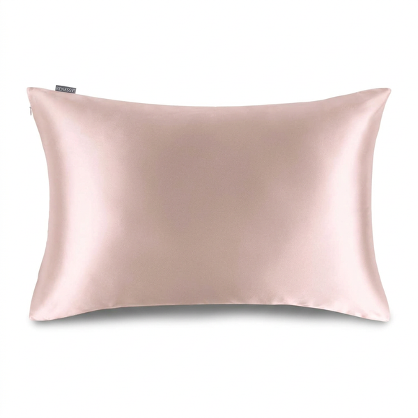 Heavenly Pink pillowcase displayed on a pillow against a white background, with a small RENESSY label at the upper edge