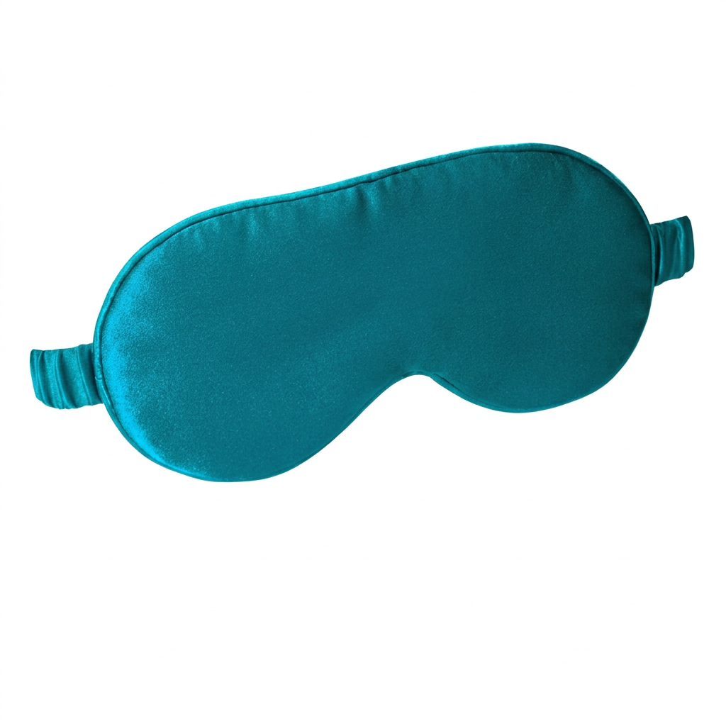 Peacock Blue sleep mask shown at an angle on a white background